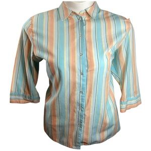 Kim Rogers Pastel Striped Button-Down Shirt, Plus Size 16